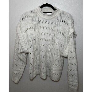 Line & Dot Open Knit Style with Ruffle Sleeves Sweater  Size S